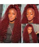Larhali 26 Inch 99J Deep Wave HD Lace Front Wig | Pre Plucked 180% Density Burgundy Human Hair | Natural Hairline for Black Women - Buy Online on GoSupps.com