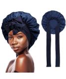 Shop Gugugo Dark Blue Silk Sleeping Hood | Adjustable Silk Bonnet & Satin Cap for Women - Buy Online on GoSupps.com