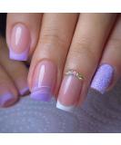 Buy Purple Press on Nails | Medium Square French Tip with Glitter & Rhinestones | 24Pcs Glossy Full Cover Stick-On Acrylic Nails for Women & Girls - Buy Online on GoSupps.com