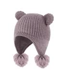 KAKU NANU Toddler Winter Hat with Double Pom Pom | Fleece Lined Beanie for Baby Boys & Girls 6-12 Months | Dark Purple - Buy Online on GoSupps.com