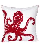DECOPOW Embroidered Nautical Decor Pillow Cover Square 18 Inches Decorative Canvas Pillow Cover for Nautical Style Deco by (Red-Octpus) - Buy Online on GoSupps.com
