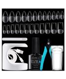 Gelike EC Nail Tips & Glue Kit | 240pcs Gel Extensions Mini Lamp French Nail Stamp - Perfect for Almond & Square Nails - Buy Online on GoSupps.com