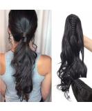 Curly Wavy 18 Inch Synthetic Claw On Ponytail Extension Natural Black - Buy Online on GoSupps.com