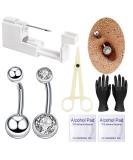 Belly Button Piercing Kit - Professional Self Piercing Gun & Tools for Navel Lip & Dermal - 13 Gauge Home Piercing Solution - Buy Online on GoSupps.com