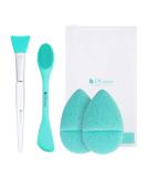 Ducare Silicone Face Mask Brush & Facial Cleansing Sponges Set - 4 PCS | Soft Double-Ended Brush for Mud, Clay, DIY Green - Beauty Essential - Buy Online on GoSupps.com