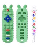 Scuwtocn Remote Control Shape Baby Teething Toy - Green | Soft Silicone Teether for 6-12 Months | Textured, Flexible, Sensory Gum Soother - Buy Online on GoSupps.com