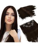 Ugeat Clip-In Brown Hair Extensions | 45cm Remy Real Hair 120g 7 Pieces - Thick & Luxurious #2 - Buy Online on GoSupps.com