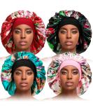4 Pcs XL Satin Sleep Bonnet Set for Women - Multicolor Extra Large Hair Bonnets for Curly Hair Care - Buy Online on GoSupps.com