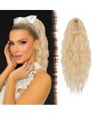 Feshfen Clip-In Ponytail Hair Extension - 45cm Wavy Blonde & Mixed Colors - Long Braids & Waves for Women | Synthetic Cord Strain - Buy Online on GoSupps.com