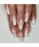 24pcs Pink White Gradient Coffin False Nails - Medium Length Press on Nails for Women & Girls | Full Cover Fake Nails with Removable Glue - Nail Art Accessories - Buy Online on GoSupps.com