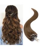 Silk-Co Real Hair Microring Extensions - 0.5g Micro Loop 100 Strands 7A Human Hair 40cm Light Brown - Smooth & Soft - Buy Online on GoSupps.com