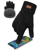 Keecow Men's Winter Touchscreen Gloves - Warm Thermo Fleece Knitting for Outdoor Sports & Running - Black - Buy Online on GoSupps.com