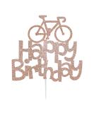 LissieLou Bicycle Style Happy Birthday Cake Topper Decoration in Rose Gold Made in the UK - Buy Online on GoSupps.com