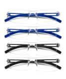 MMOWW 4 Pack Landle Reader Glasses - Blue Light Blocking Rectangular Eyewear for Men & Women (2 Black + 2 Blue 2.0x) - International Shipping Available - Buy Online on GoSupps.com