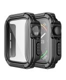 Adepoy 2 Pack Rugged Case Compatible for Apple Watch 44mm Series SE/6/5/4 with Tempered Glass Screen Protector Military All Around Hard TPU Protective Cover Case Shockproof Bumper for iWatch Men 44mm 44mm Black*2 - Buy Online on GoSupps.com