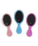 3Pcs Toddler Travel Detangling Hair Brushes - Best Valentine's Day Gift for Women - Small Wet Brush for Baby Kids - Pocket Size Curly Hair Tangle Brush - Pink, Blue, Purple - Buy Online on GoSupps.com