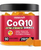 Buy Sugar Free CoQ10 Gummies 250mg - Vegan Heart & Energy Support Omega-3 Antioxidant - 90 Chewable Orange Flavored Gummies - Buy Online on GoSupps.com