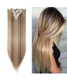Shop Clip-In Hair Extensions - 18 Clips 66cm Light Brown & Ash Blonde - Real & Synthetic Tresses for a Full Head of Hair - Buy Online on GoSupps.com