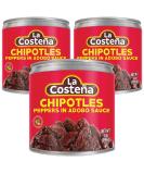 La Costena Chipotle in Adobo 3 x 199g Mexican Chipotle Peppers In Adobo Sauce Canned Spicy Chipotle Chillies (Pack 3) - Buy Online on GoSupps.com