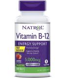 Natrol Vitamin B12 5000mcg Fast Dissolve Tablets 200 Count - Promotes Energy & Supports Nervous System - Strawberry Flavor - Buy Online on GoSupps.com