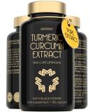Turmeric Curcumin Capsules High Strength with Black Pepper - Pure Curcumin Extract with 95% Curcuminoids - 60 Tablets One a Day 500mg - Premium Turmeric Herbal Supplements - Enhanced Absorption - Buy Online on GoSupps.com