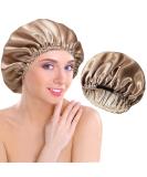 Welrog Adjustable Satin Hair Hood for Women - Reversible Silk Bonnet Sleep Cap in Coffee & Khaki | Perfect for Nighttime Hair Protection - Buy Online on GoSupps.com