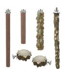 Allazone 6-Piece Bird Seat Rod Set | Premium Cork Seating for Budgies Finches & Aras - Ideal for Bird Comfort - Buy Online on GoSupps.com