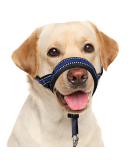 Adjustable Barkless Soft Dog Muzzle for Medium & Large Dogs - No Pulling Comfortable Fit Easy Control for Walks - Blue L (Snout 9.5-14) - Buy Online on GoSupps.com