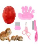 Dxary Rabbit Brush Set - Pet Comb Nail Clippers & Massage Glove for Rabbits Hamsters & Guinea Pigs (Pink) - International Shipping - Buy Online on GoSupps.com