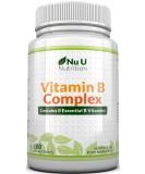 High Strength Vitamin B Complex - 180 Vegan Tablets - 6 Month Supply - Contains All 8 B Vitamins in 1 Tablet - Vitamins B1 B2 B3 B5 B6 B12 Biotin & Folic Acid - Nu U Nutrition - Buy Online on GoSupps.com