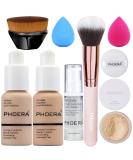 PHOERA Full Coverage Foundation Set with Primer, Powder, and Makeup Brushes - Nude & Buff Beige - Buy Online on GoSupps.com