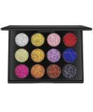 12 Colors Glitter Powder Makeup Palette - Professional Long Lasting Shimmer Eyeshadow | Mineral Pressed Glitter for All Skin Types - Buy Online on GoSupps.com