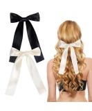 2 Pack Hair Bows for Girls and Women Large Bow Hair Clips Hair Barrette with Long Silky Satin Hair Accessories for Girls Black Beige - Buy Online on GoSupps.com
