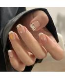 Mrcuvaryas cute French press on nails short 24 pieces of angular nails to stick on short acrylic white nail tip with pearl gloss fingernails finger nails for women & girl nail tips (French kitty) white cat french - Buy Online on GoSupps.com