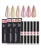BISHENGYF Rose Gold Chrome Nail Powder Pen-6 PCS Metallic Nail Chrome Powders Shiny Nail Glitter Powder Pen with Magic Mirror Effect for Nail Art Design Glazed Pink Nail Powder Dust for Gel Polish B-Pink &Gold - Buy Online on GoSupps.com