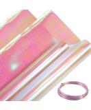 39 x 138 Inch Iridescent Cellophane Wrap for Gift Baskets and 32.8 Feet Bendable Pink Aluminum Wire  Pink Iridescent Film Paper Holographic 11.5 Feet Iridescent Wrapping Paper for DIY Crafts Treats - Buy Online on GoSupps.com