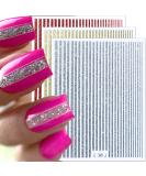3D Glitter Lines Nail Stickers | Holographic Geometric Nail Art Decals | Self-Adhesive Metal Stripe Nail Supplies for DIY | 6 Colors Set for Women - Buy Online on GoSupps.com