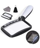 Folding Handheld Magnifying Glasses with Light 3X Large Rectangle Reading Magnifier with 10 LEDs for Seniors with Macular Degeneration Newspaper Books Small Print for Low Visions (Black & White) - Buy Online on GoSupps.com