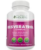 Resveratrol 1450mg Antioxidant Supplement with Japanese Knotweed & Vitamin C - Promotes Anti-Aging & Heart Health - 180 Vegan Capsules - Buy Online on GoSupps.com