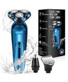 2024 Electric Shavers for Men - Waterproof Cordless Rechargeable 3D Rotary Razors | Best Gifts for Husband Dad & Boyfriend - Bright Blue - Buy Online on GoSupps.com