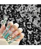 50 Pieces 3D Alloy Bow & Butterfly Nail Charms - Silver Nail Art Decorations for Stunning Nail Designs - Buy Online on GoSupps.com
