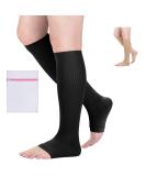 360 RELIEF Compression Socks for Women & Men - Open Toe Graduated Stockings Support for Travel Running Nurses Flight Maternity Pregnancy | S/M L/XL XXL Beige Black with Mesh Laundry Bag | S/M Black - Buy Online on GoSupps.com