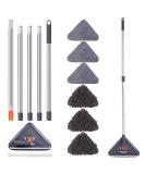 Wall Cleaner Mop with Long Handle - Ceiling, Baseboard, Window, Floor Duster - 6 Replacement Pads, Squeegee - Extension Pole 39 to 85 - Gray - Buy Online on GoSupps.com