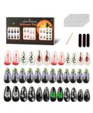 Vivid Stella Luminous Almond Tips - 72pcs Black Skull Nail Art for Halloween | Full Cover Spirit Fingernail Decor for Women - Buy Online on GoSupps.com