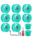 Nezylaf 8 Pack 32x58mm Cyan Quad Roller Skate Wheels with Bearings - Outdoor/Indoor Skating Replacement Kit w/ 2 Toe Stoppers - Buy Online on GoSupps.com