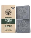 Viking Revolution Tea Tree Natural Soap for Men - Cold Pressed Essential Oils Bar Soap (2 Pack) - Nourishing Coconut Shea & Almond Oil - Buy Online on GoSupps.com