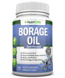 NutriONN Borage Oil 1000mg - 180 Softgels - Cold Pressed High GLA Seed Oil - Hexane & PA Free - Skin, Hair, Joints, Bones Support - Buy Online on GoSupps.com