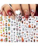 9 Sheets Autumn & Halloween 3D Nail Stickers - Skull Decals, Fall Leaves, Pumpkin, Ghost, Spider Web, Skeleton Patterns - Self-Adhesive Nail Art for Thanksgiving & Halloween Party - Buy Online on GoSupps.com