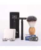 Eco-Friendly Black Razor Plane Set | 10 Blades Hooks & Brush | Sustainable Safety Razor for Men - Buy Online on GoSupps.com