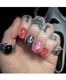 24 Pcs Halloween Press on Nails - Glossy Short Acrylic Nails with Bloody Heart & Ghost Designs for Women & Girls | Easy Stick-On False Nails - Buy Online on GoSupps.com